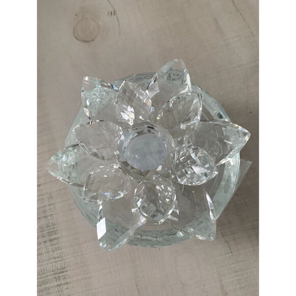 Sagebrook Home Clear Silver Lotus Top Glass Trinket Box Great Condition No Chips - Picture 7 of 7